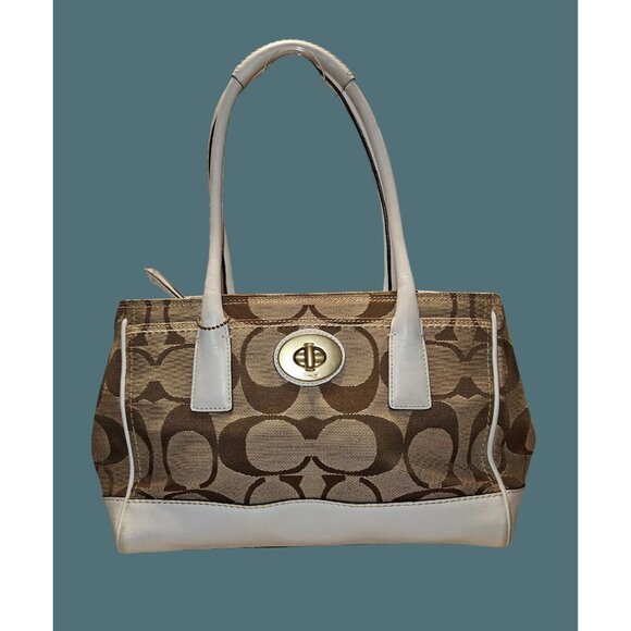 Coach Hampton Madeline Signature Satchel Canvas Y2K Turnlock Shoulder Bag - Picture 1 of 16